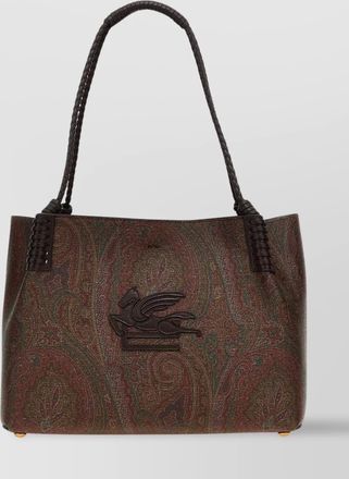 Etro braided handles paisley tote bag with metal feet