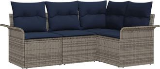 vidaXL Conjunto De Sof&aacute; De Jard&iacute;n 4 Uds. Gris Rat&aacute;n Sint&eacute;tico Vidaxl