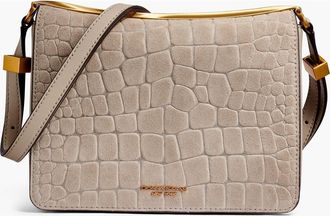 DKNY Jericho Croc-Effect Suede Shoulder Bag in Moth at Nordstrom