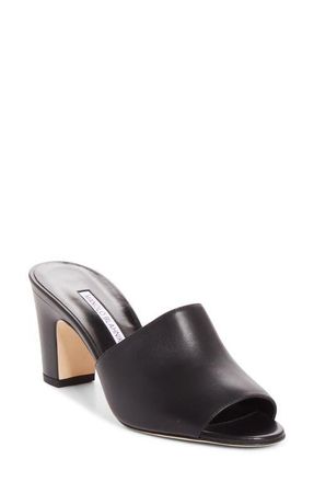 Manolo Blahnik Rapallarbar Block Heel Slide Sandal in Black at Nordstrom, Size 10.5Us