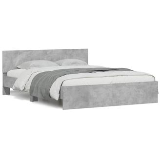 Berkfield Home Bed Frame with Headboard & LED Concrete Grey 150x200 cm King Size