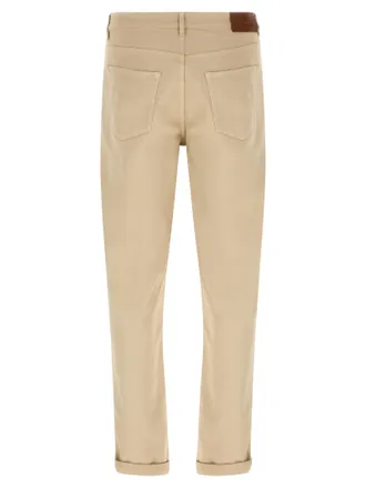 Brunello Cucinelli Tapered Cotton Trousers - Beige