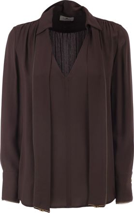Elisabetta Franchi Hemd aus Viskose-Georgette mit Sch&auml;rpe