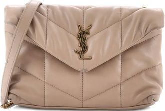 Saint Laurent Loulou Puffer Shoulder Bag Quilted Leather Mini crossbody bag - Beige