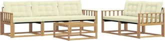 vidaXL Conjunto De Sof&aacute;s De Exterior 6 Uds. Blanco Y Crema Vidaxl