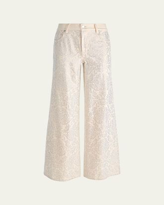 Alice & Olivia Amazing Embellished Wide-Leg Jeans