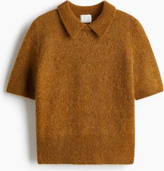 H&M Pullover aus Alpakamix mit Kragen - Yellow