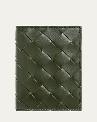 Bottega Veneta Mens Intrecciato Leather Flap Card Case