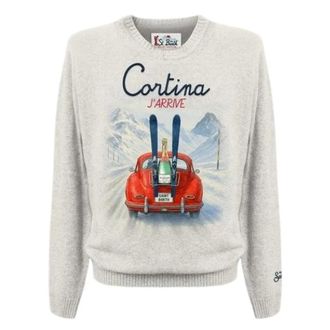 MC2 Saint Barth Heron Print Cortina Jarrive Trui - Heren - Truien - Grijs - Maat: XL Wol