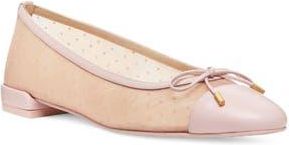 Stuart Weitzman Sleek Cap Toe Bow Flat in Rosewater/Ballet at Nordstrom Rack, Size 6.5