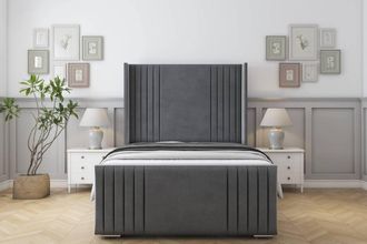 Sloomy Camden Coniston Bed Frame With 50 Upholstered Wingback Headboard in Dark Grey | Size: King