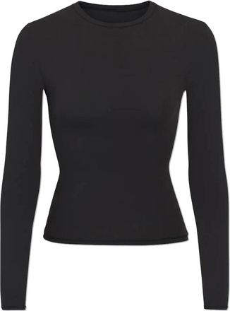 SKIMS Skims - Katoenen Jersey Longsleeve T-shirt - Dames - Tops - Zwart - Maat: 2XS Katoen