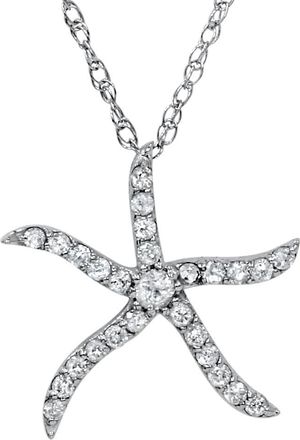 Pompeii3 1/4ct Diamond Starfish Pendant 10K White Gold W/ 18 Chain