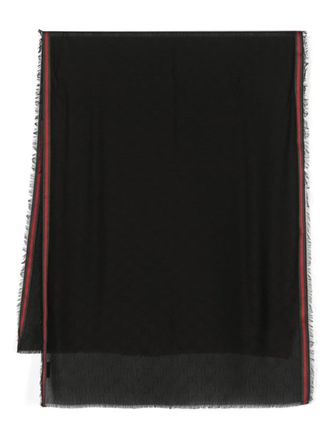 Gucci Web-stripe frayed scarf - Black