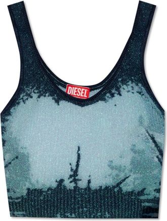 Diesel Deidrina Cropped Top - Dames - Tops zonder mouwen - Blauw - XS - Polyester - Tops