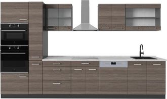 Vicco Cocina R-Line, Gris noble/antracita, 350 cm, et Mármol