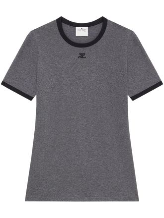 Courr&egrave;ges T-shirt con bordo a contrasto - Grigio