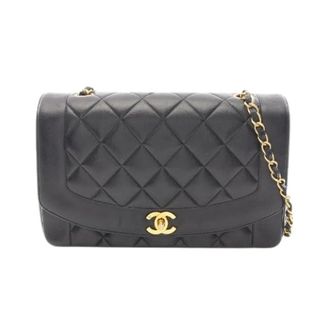 Chanel Pre-owned Matelasse Diana Flap Lambskin Schoudertas - Dames - Pre-owned - Zwart - Maat: ONE Size Leer