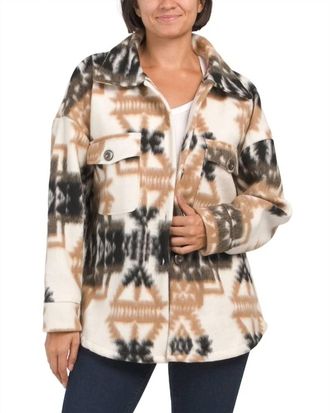 Elan Aztec Print Coat In Camel
