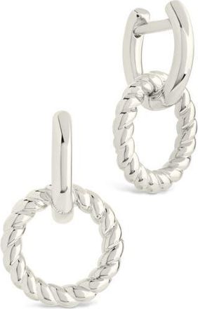 Sterling Forever Levissa Circle Drop Huggie Hoop Earrings in Silver at Nordstrom Rack