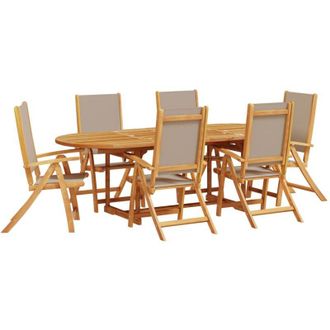 vidaXL Juego Comedor De Jard&iacute;n 7 Pzas Madera Maciza Acacia Y Textileno Vidaxl