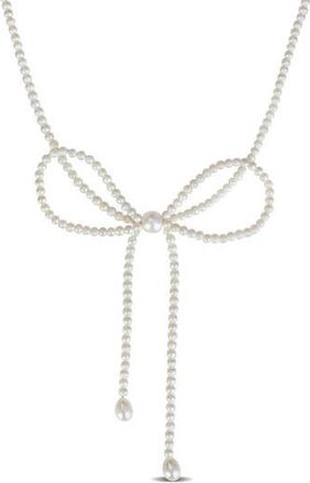 Delmar 3.5-9.5mm Cultured Freshwater Pearl Bow Necklace in White at Nordstrom Rack