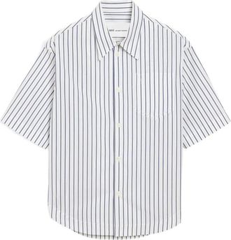 Ami Camisa Blanca Rayas Marino - Dames - Overhemden - Veelkleurig - XS - Overhemden