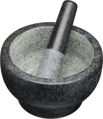 Kitchen Craft Masterclass Mortero De Granito Grande, 20 X 12 Cm - Negro / Gris