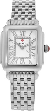 Michele Deco Madison Silver Diamond Dial Steel Womens Watch MWW06G000012
