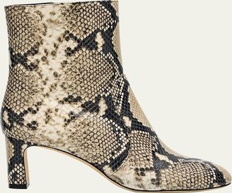 Stuart Weitzman Babette Snake-Printed Leather Booties