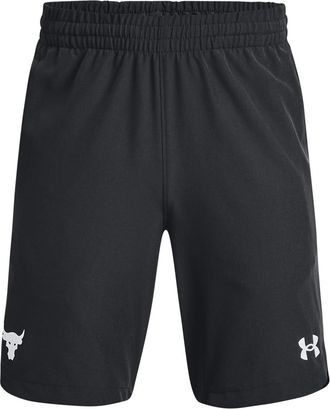 Under Armour Boys Project Rock Woven Shorts Junior Black/White 9-10 Years