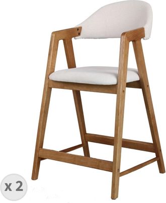 Moloo Silla de bar de tela color crudo y fresno (x2)