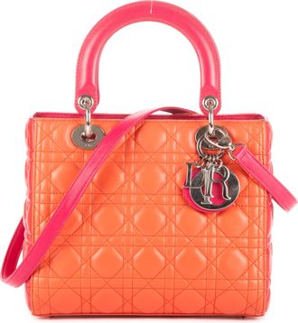 Dior Pre-owned Womens Medium Lady Zip PM Handbag - Orange - One Size