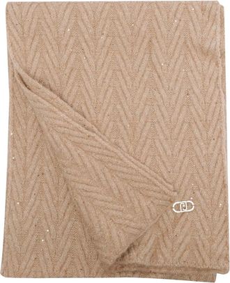 Liu Jo logo-plaque chevron scarf - Neutrals