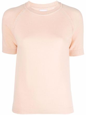 Barrie cashmere short-sleeved top - Orange