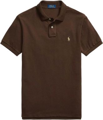 Polo Ralph Lauren Slim Fit poloshirt van mesh - Heren - Tops - Bruin - Maat: S