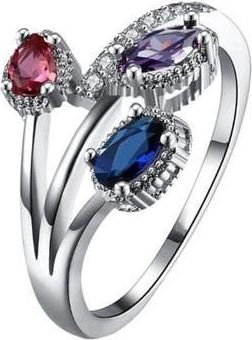 Hollywood Sensation Multicolor Flower Ring with Cubic Zirconia Stones in Silver at Nordstrom, Size 6