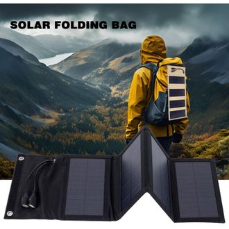 OEM Cargador Solar Port&aacute;til De 10 W Con Kit De Carga R&aacute;pida De 5 V Y 2 Usb, Plegable, Ideal Para Viajes Al Aire Libre, Pesca Y Tel&eacute;fonos M&oacute;viles