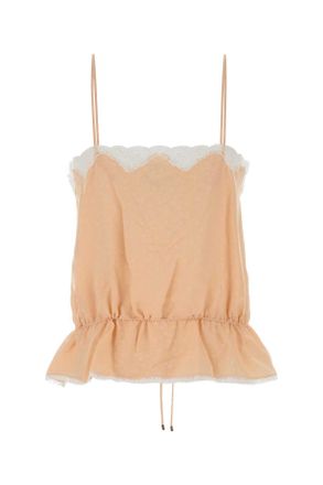 Chlo&eacute; Womens Lace-Trimmed Silk Tank Top Pink Tops