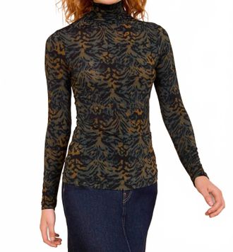 Ulla Johnson Aurelia Jersey Long Sleeve Turtleneck Top In Desert Jasper