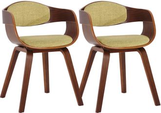 Clp Set De 2 Sillas De Comedor Kingston De Tela Y Madera Nogal/verde Claro