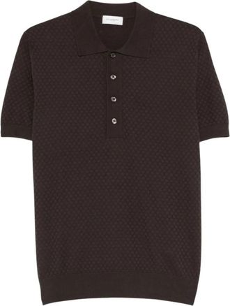Paolo Pecora Textured Polo Shirt - Heren - Polos - Bruin - XL - Katoen - Tops