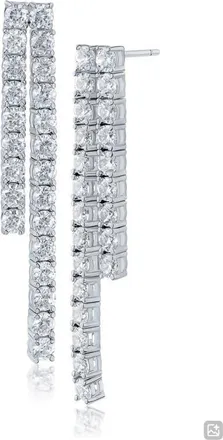 Kenneth Jay Lane Double Row Cubic Zirconia Tennis Earrings in Rhodium Plated at Nordstrom