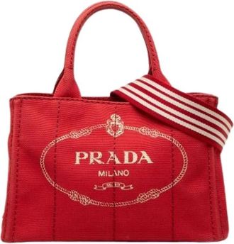 Prada Bolsa Tote de Lona Pre-owned - Pre-owned - Mujer - Rojo - ONE SIZE