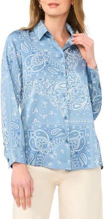 Halogen Lux Satin Button-Up Shirt in Storm at Nordstrom Rack, Size X-Small