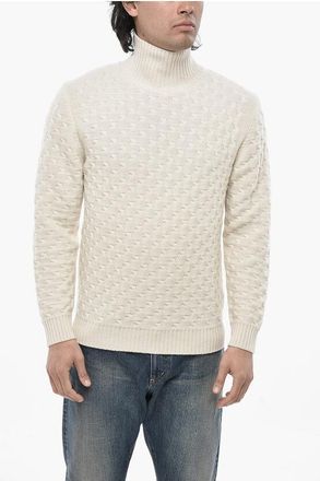 Paolo Pecora Virgin Wool Turtleneck Sweater with Ribbed Edges size M