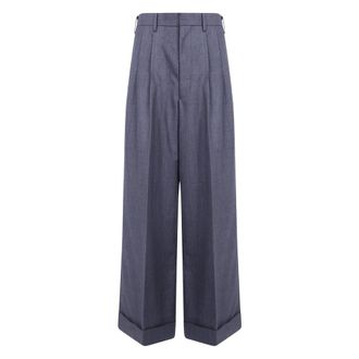 Junya Watanabe Pantalones de Sarga de Lana - Trousers - Mujer - Gris - L