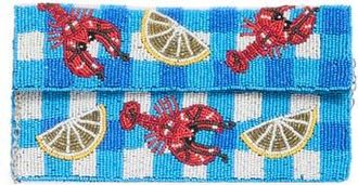 Collection XIIX Beaded Lobster Gingham Flap Clutch in Blue Multi at Nordstrom Rack