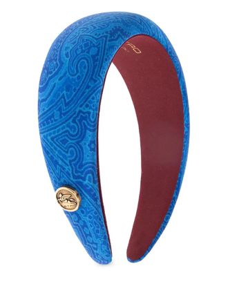 Etro paisley-print logo-plaque headband - Blue