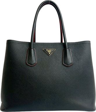 Prada Black Leather Handbag Tote Bag (Pre-Owned)
